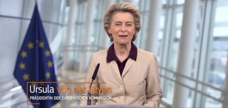 EU Kommissionspräsidentin Ursula von der Leyen in einer Videobotschaft