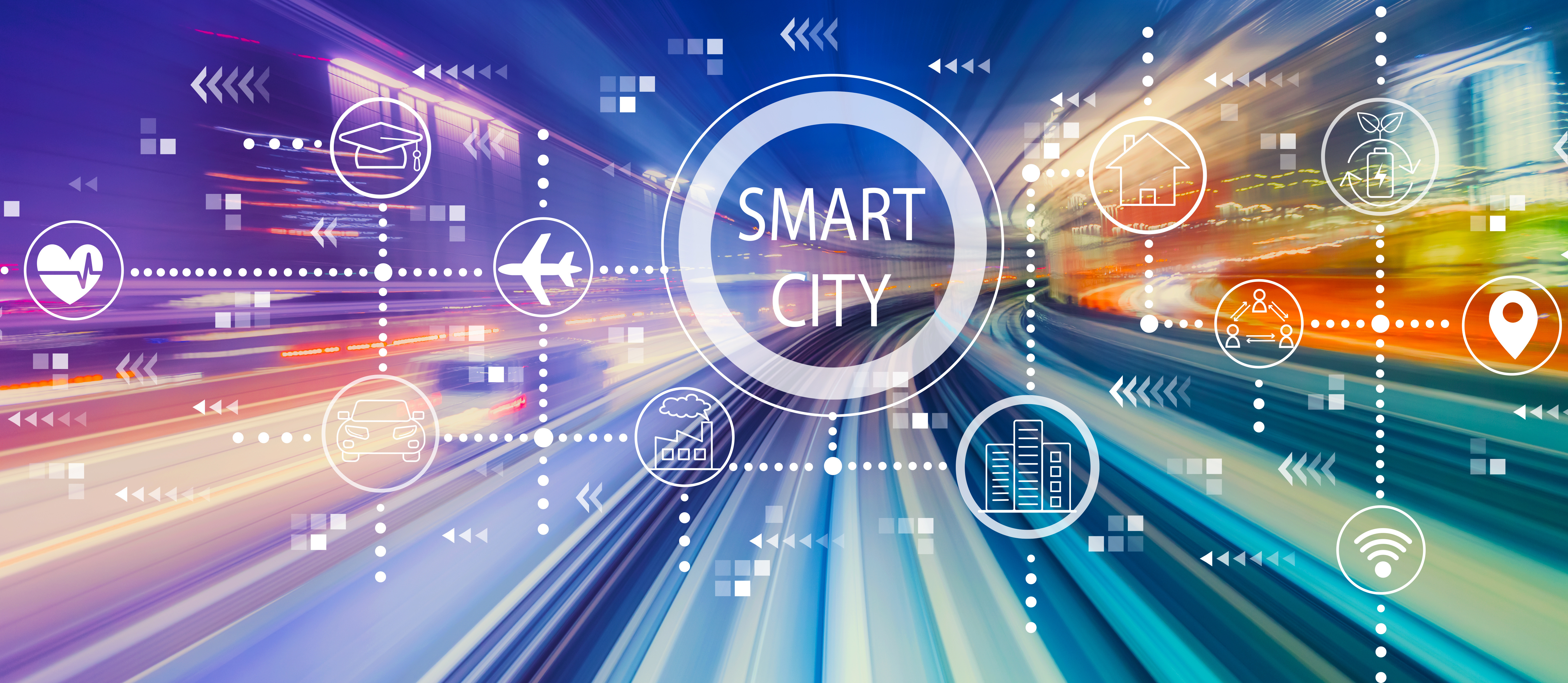 Smart city Konzept mit High Speed Bewegung mit abstrakten Unschärfen. Smart city Konzept mit High Speed Bewegung mit abstrakten Unschärfen.