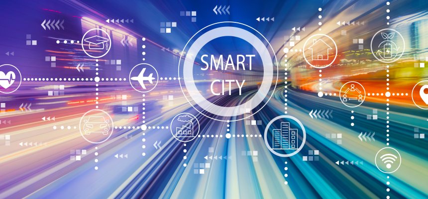 Smart city Konzept mit High Speed Bewegung mit abstrakten Unschärfen. 