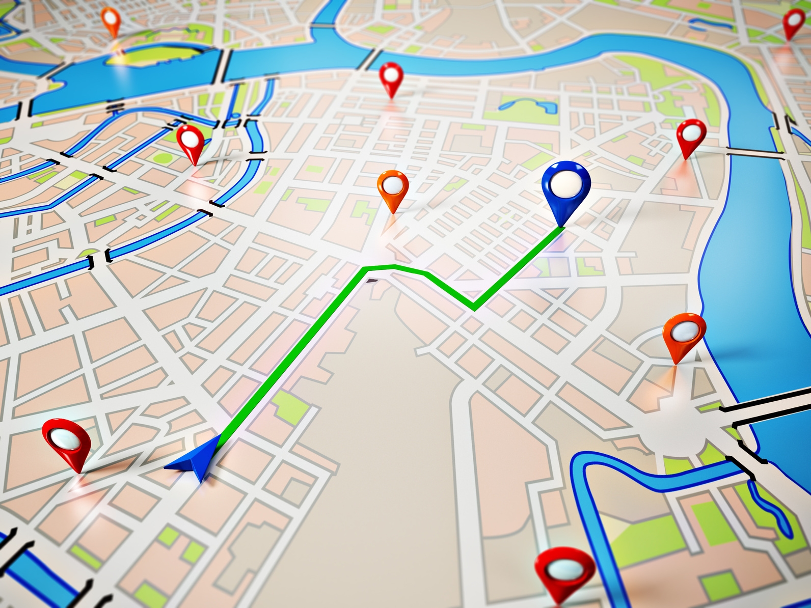Stadtplan mit GPS Navigation