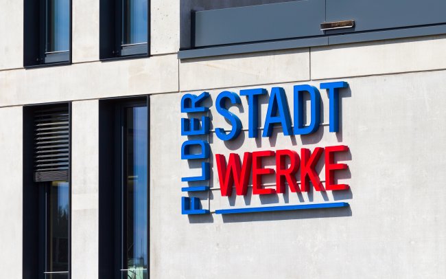 Stadtwerke Filderstadt / Filderstadtwerke Logo auf Fassade (Fild