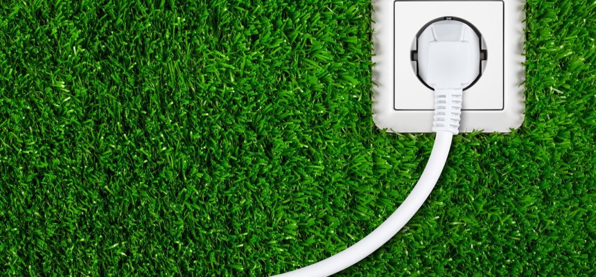 green energy Steckdose in Gras