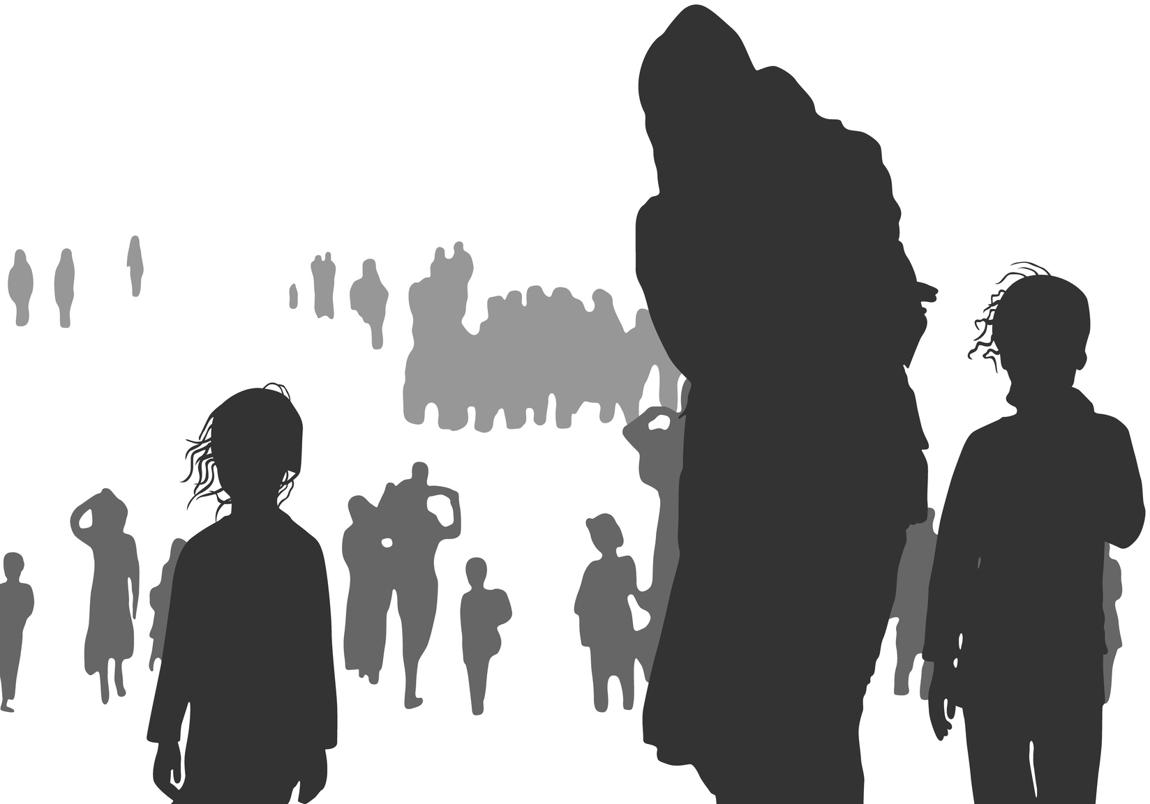Silhouette von Flüchtlingen