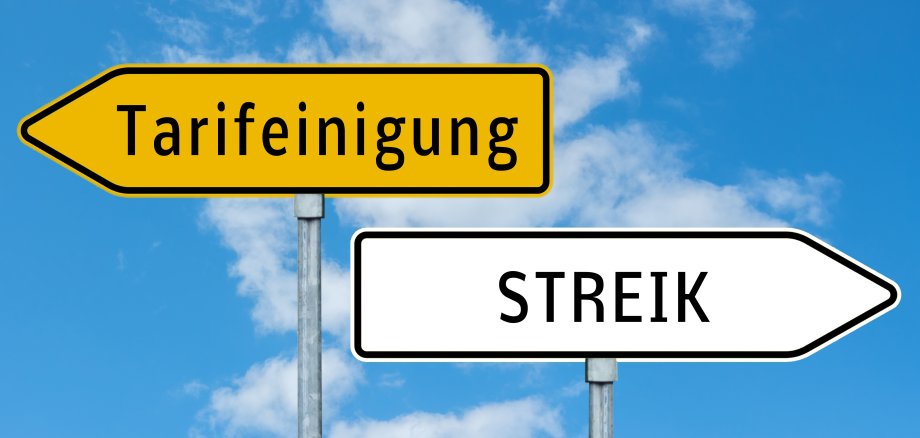 Tarifeinigung und Streik Schild