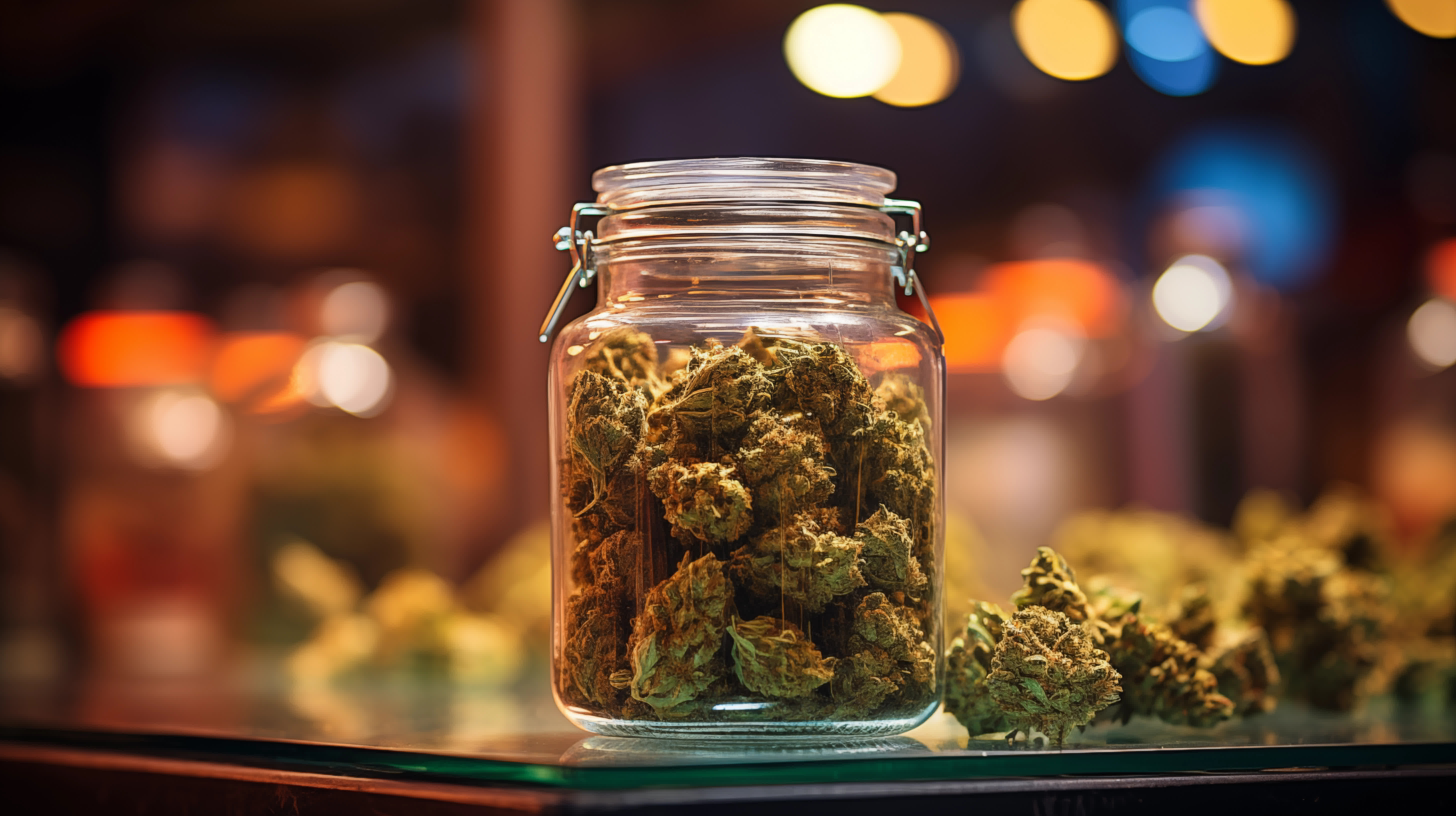 The cannabis store.marijuana on the store counter. marijuana legalization. CBD The cannabis store.marijuana on the store counter. marijuana legalization. CBD
