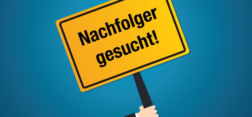 Nachfolger gesucht Schild Flat Design