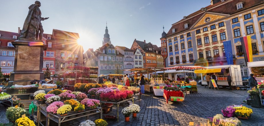 Coburg, Wochenmarkt, Rathaus