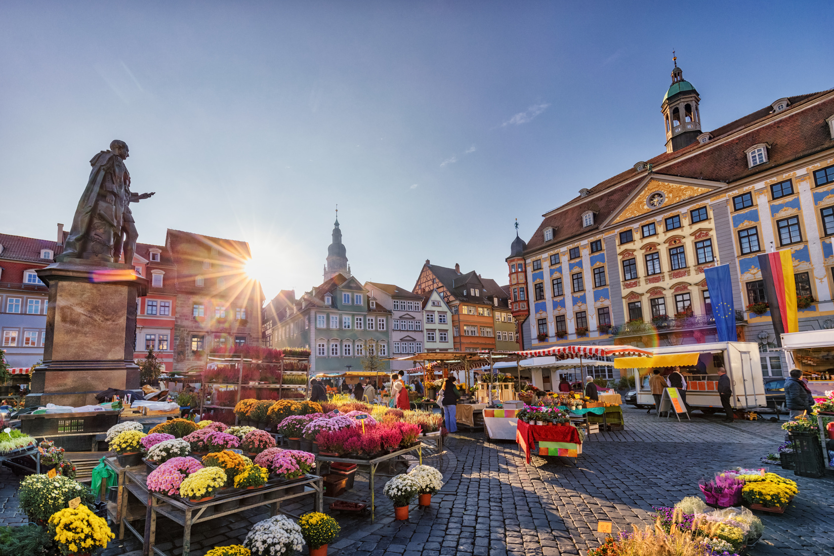 Coburg, Wochenmarkt, Rathaus Coburg, Wochenmarkt, Rathaus