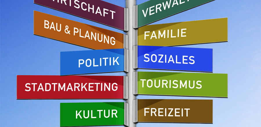 Wegweiser Tafel Stadt Verwaltung