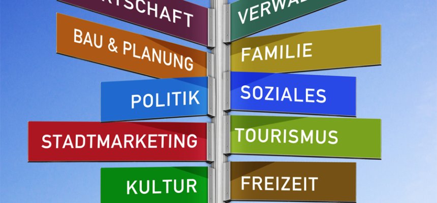 Wegweiser Tafel Stadt Verwaltung