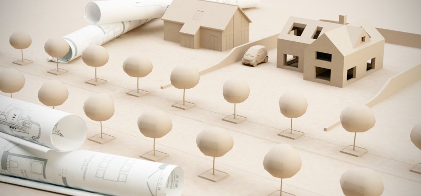 Architektur Planung Zeichung Miniatur Modelle