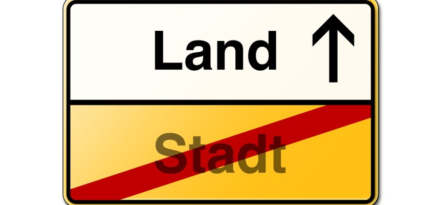 Von der Stadt aufs Land Schild