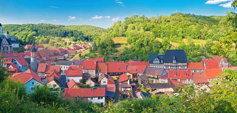 Stolberg im Harz mit Schloss und Fachwerkhäusern