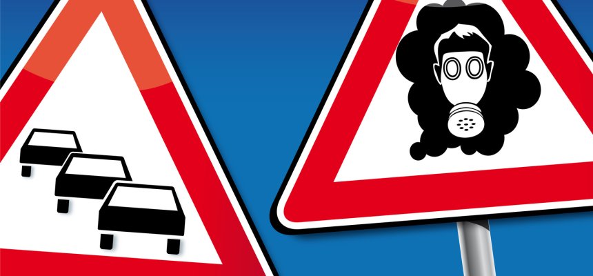 Achtung Feinstaub-Belastung und Smog - Schild
