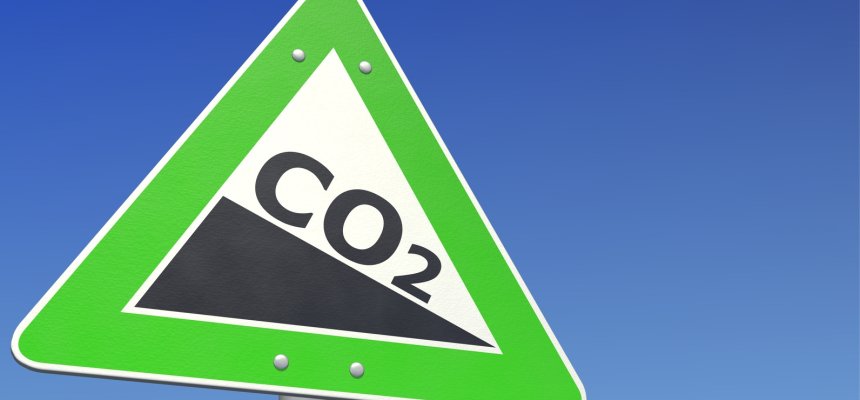 Verkehrsschild mit CO2-Reduktion, Illustration