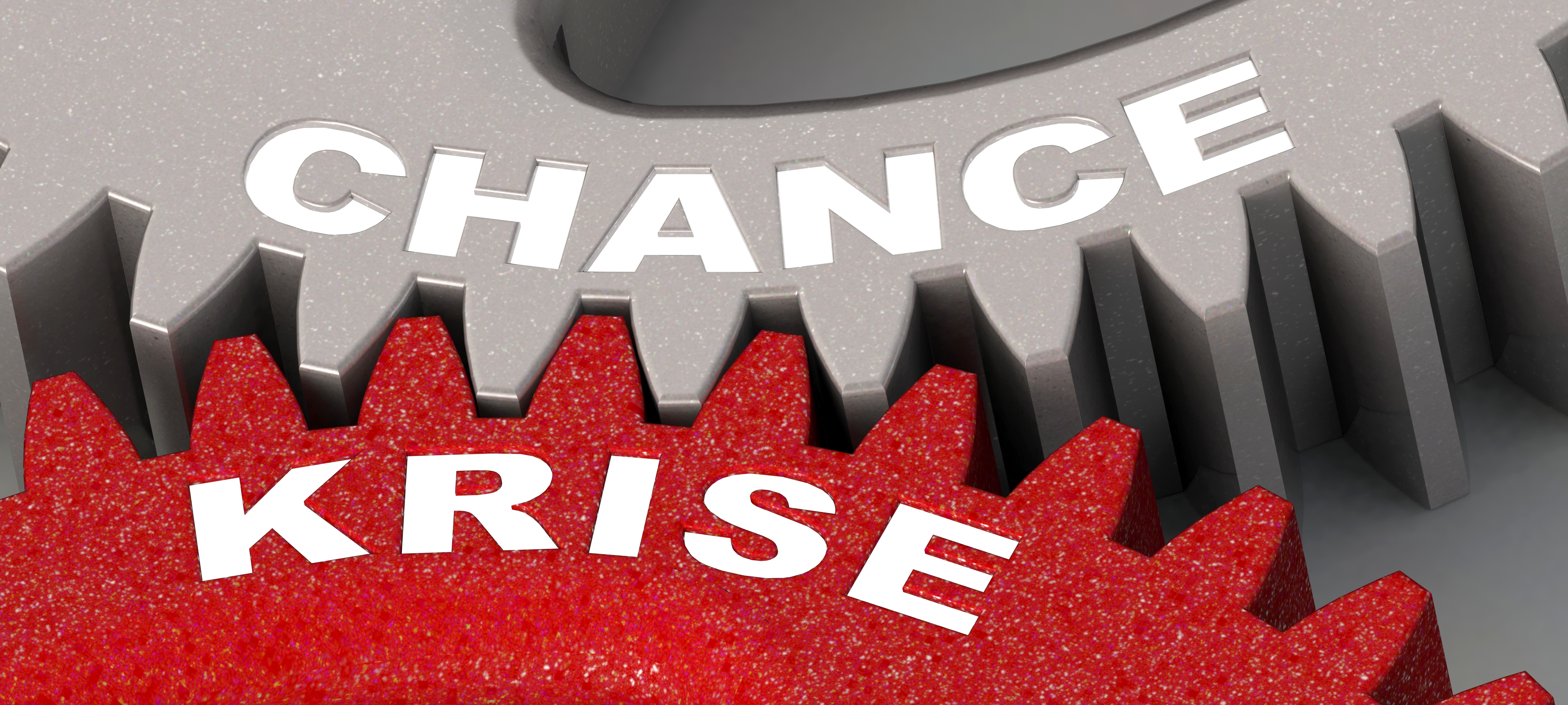 Krise und Chance als ineinandergreifendes Zahnrad Krise und Chance als ineinandergreifendes Zahnrad
