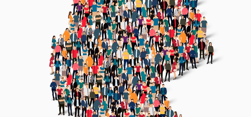 Deutschlandkarte bestehend aus Menschen