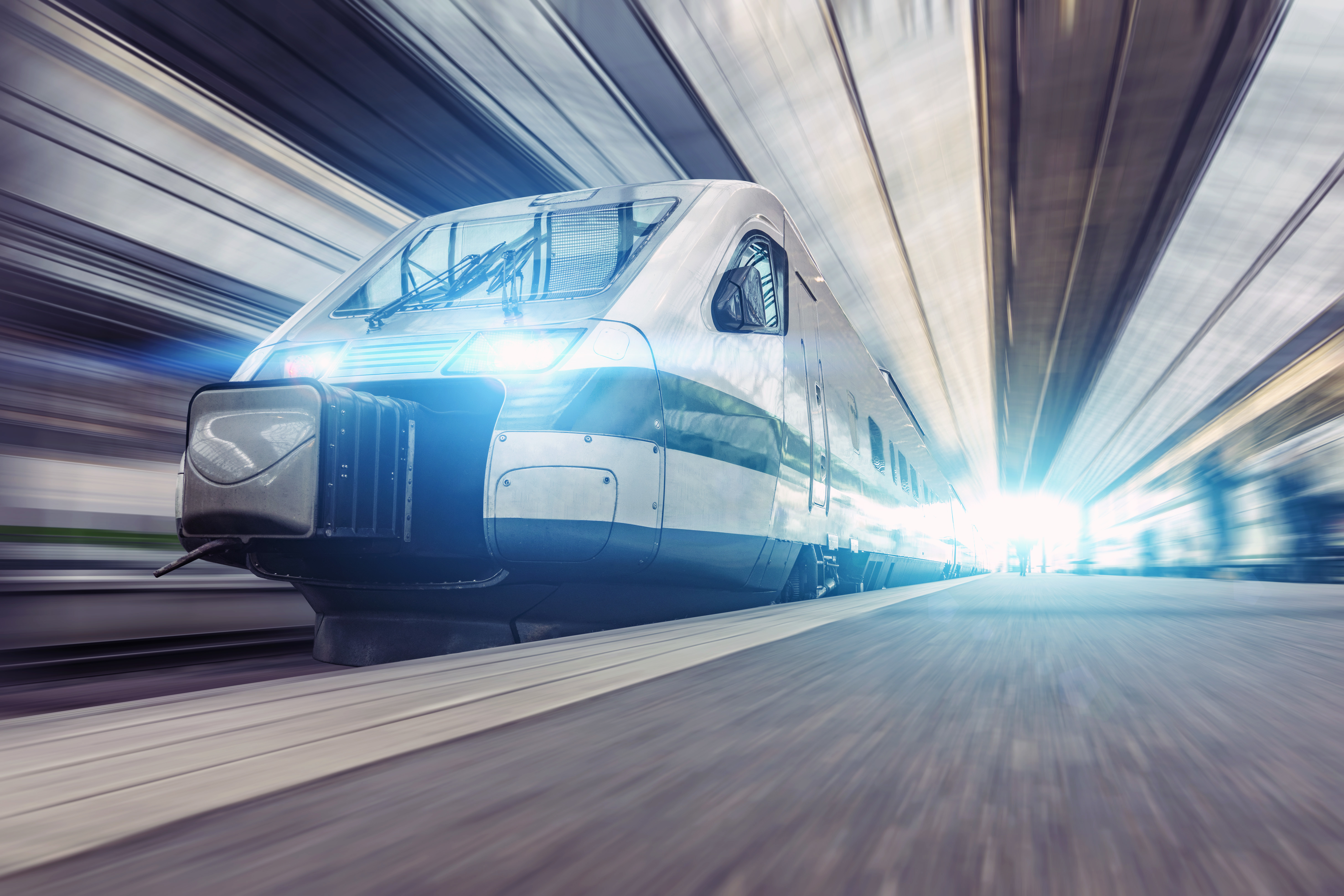 Train rides on a trip at the railway station in the city. Zug