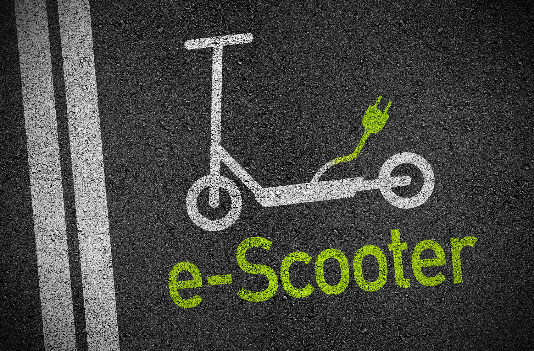 Asphalt mit e-Scooter Asphalt mit e-Scooter