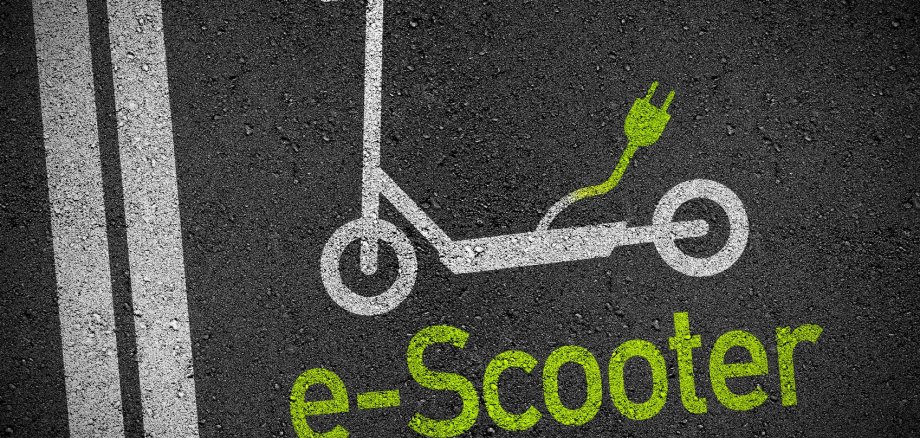 Asphalt mit e-Scooter