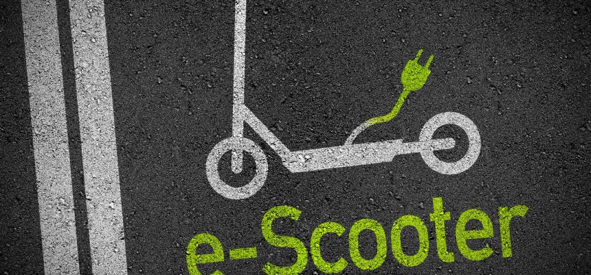 Asphalt mit e-Scooter