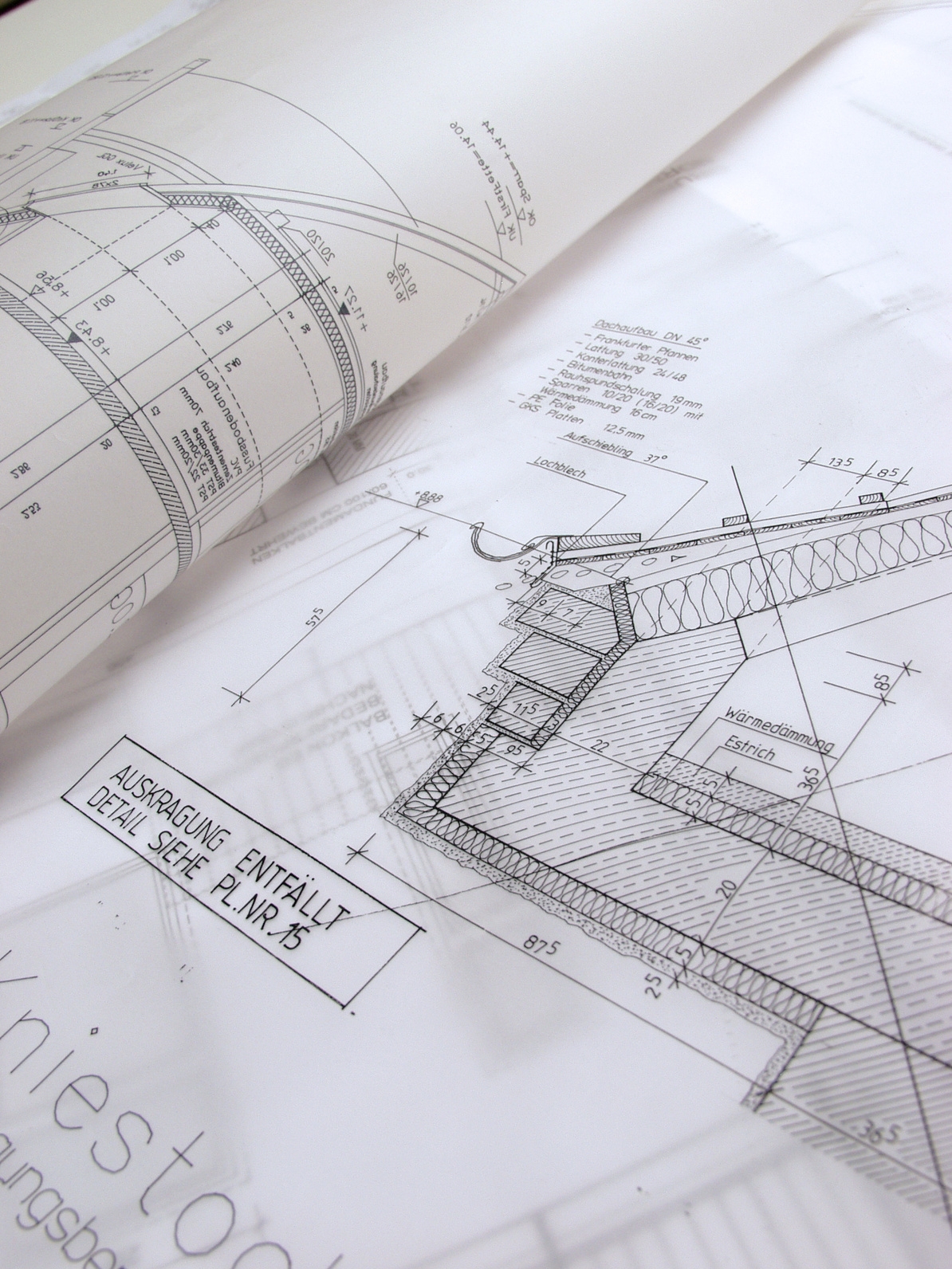 dach, planungsdetail Bauplan