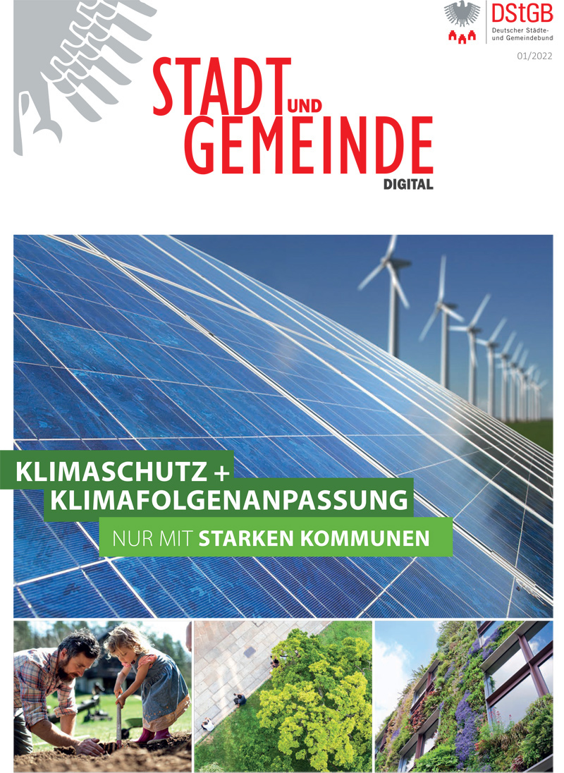 Titel Stadt und Gemeinde digital Ausgabe 1-2022 mit dem Thema "Klimaschutz und Klimafolgen"