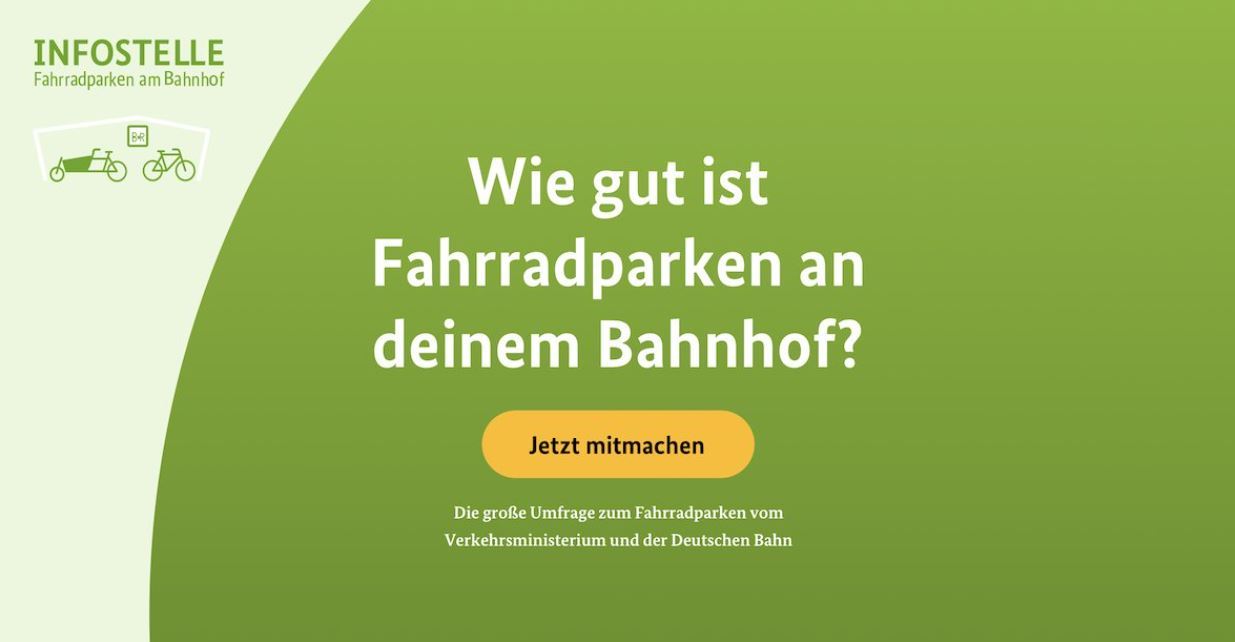 "Wie gut ist Fahrradparken an deinem Bahnhof?", Umfrage der Infostelle fahrradparken am Bahnhof