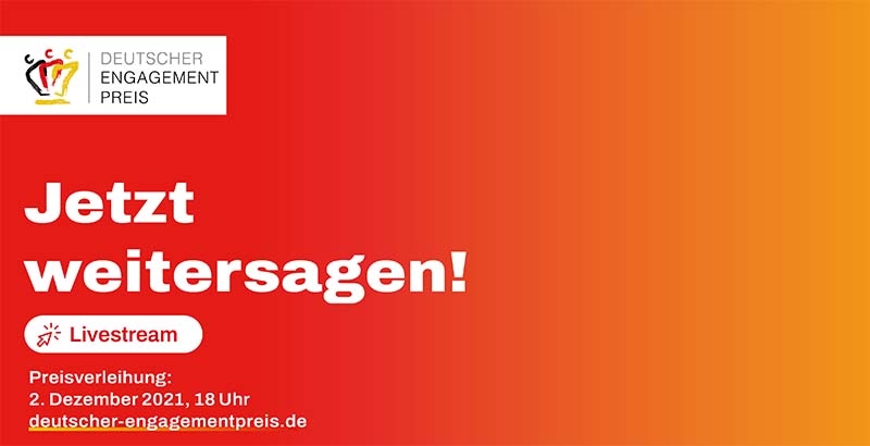Preisverleihung des Deutschen Engagement Preises im Livestream am 02. Dezember um 18 Uhr