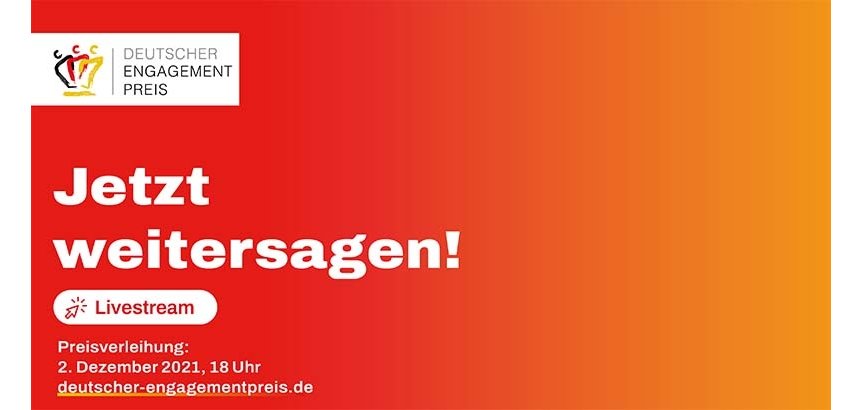 Preisverleihung des Deutschen Engagement Preises im Livestream am 02. Dezember um 18 Uhr